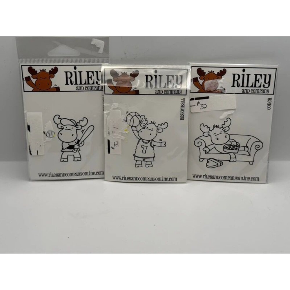 Riley & Company Riley the Moose Cling Rubber Stamp Lot